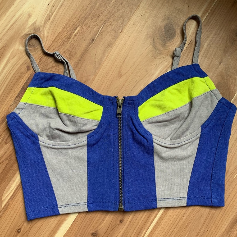 Neon Color Block Crop Tank